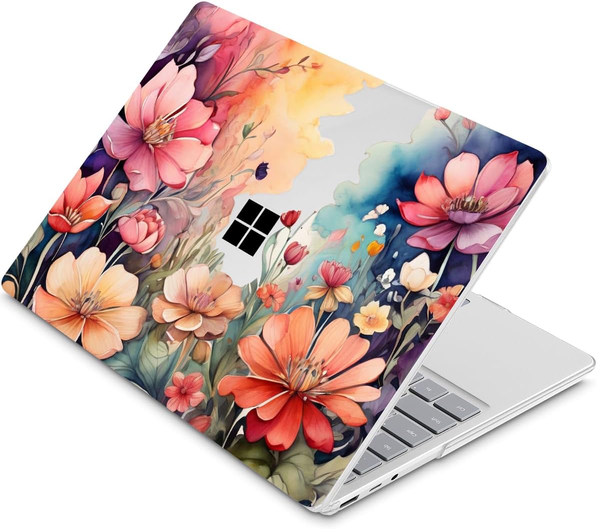 Tuiklol Case for 15 Inch Microsoft Surface Laptop 5/4/3 2022-2020, Model 1979/1953/1872/1873 Hard Shell Cover, Keyboard Cover+Screen Protector+Dust Plugs,Ilustration Flowers