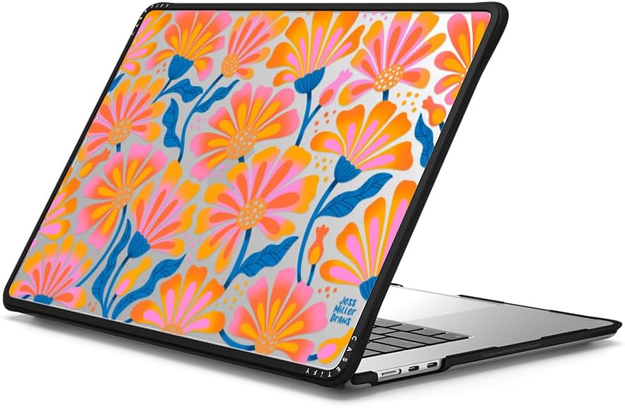 CASETiFY Impact MacBook Air 15" (M2-M4) Case [Cushioned Impact Corners/Scratch-Resistant/Anti-Slip Grip] - Lazy Daisy - Clear Black