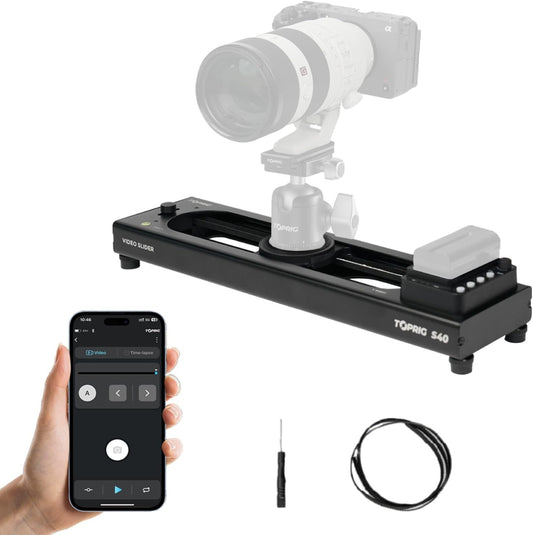Accsoon Toprig 16inch/40cm Camera Slider Motorized, Button&APP Control, Video Mode/Time-Lapse/Loop Mode/120° Panoramic for Video Shooting Photography Video Slider, Compatible with Gopro DSLR Camera