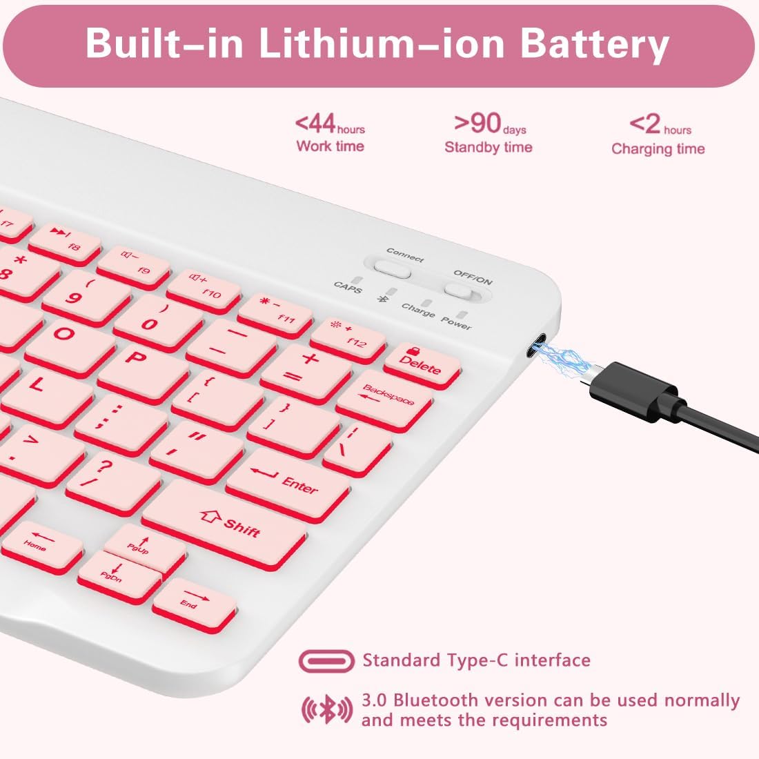 Galaxy Tab A9 Plus Case with Keyboard 5G 11 Inch 2023 (SM-X210/X216/X218), 7 Color Backlit Detachable Tablet Keyboard Cover with S Pen Holder for Samsung Galaxy Tab A9+ 11" (Pink)