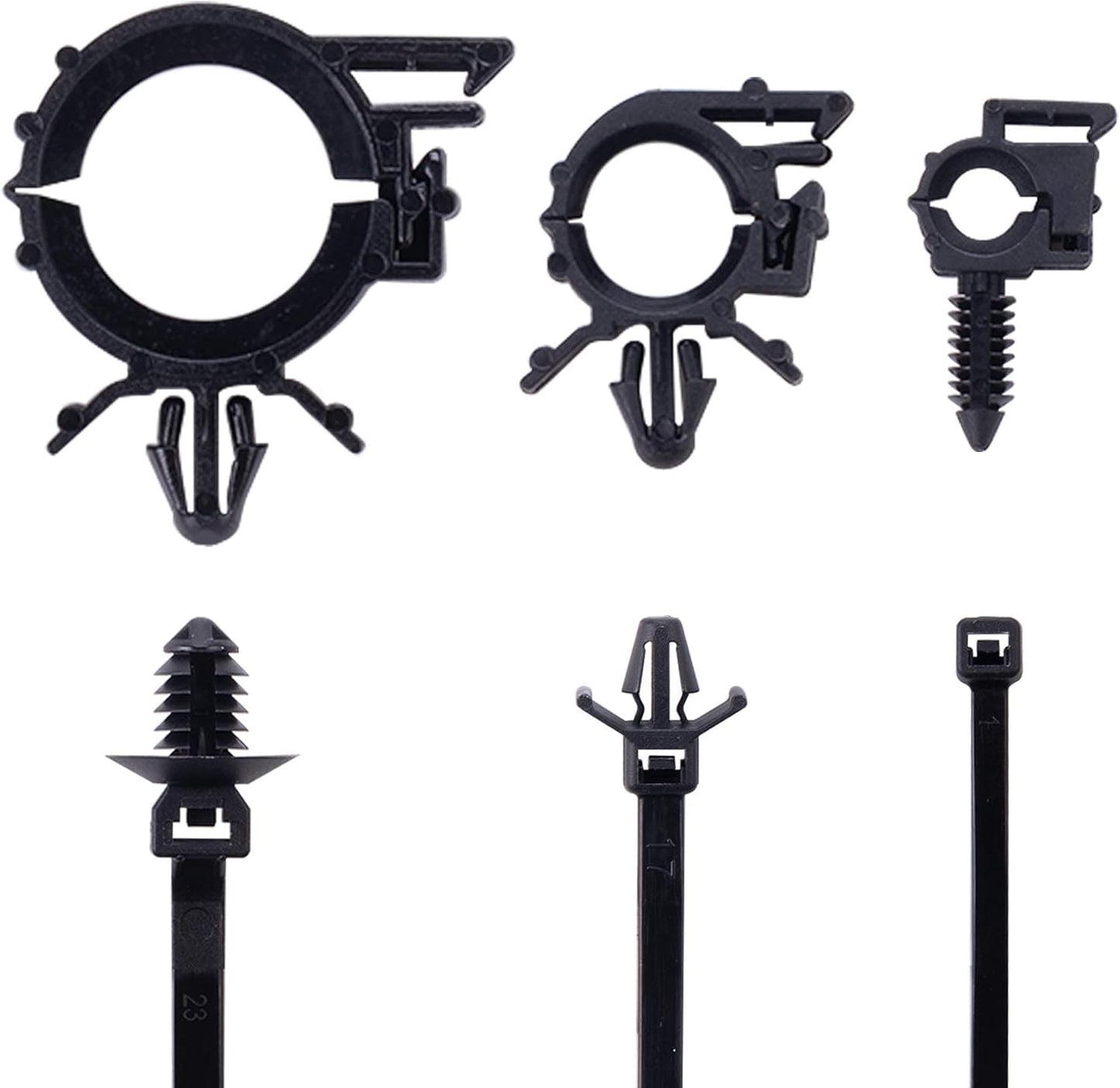 150pcs Push Mount Cable Zip Tie with Car Wire Loom Routing Clips for Cars Boat Trailer UTV Jeep Wrangler Engine Bay Self Locking Straps，Universal.