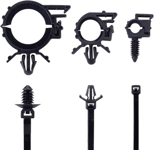 150pcs Push Mount Cable Zip Tie with Car Wire Loom Routing Clips for Cars Boat Trailer UTV Jeep Wrangler Engine Bay Self Locking Straps，Universal.