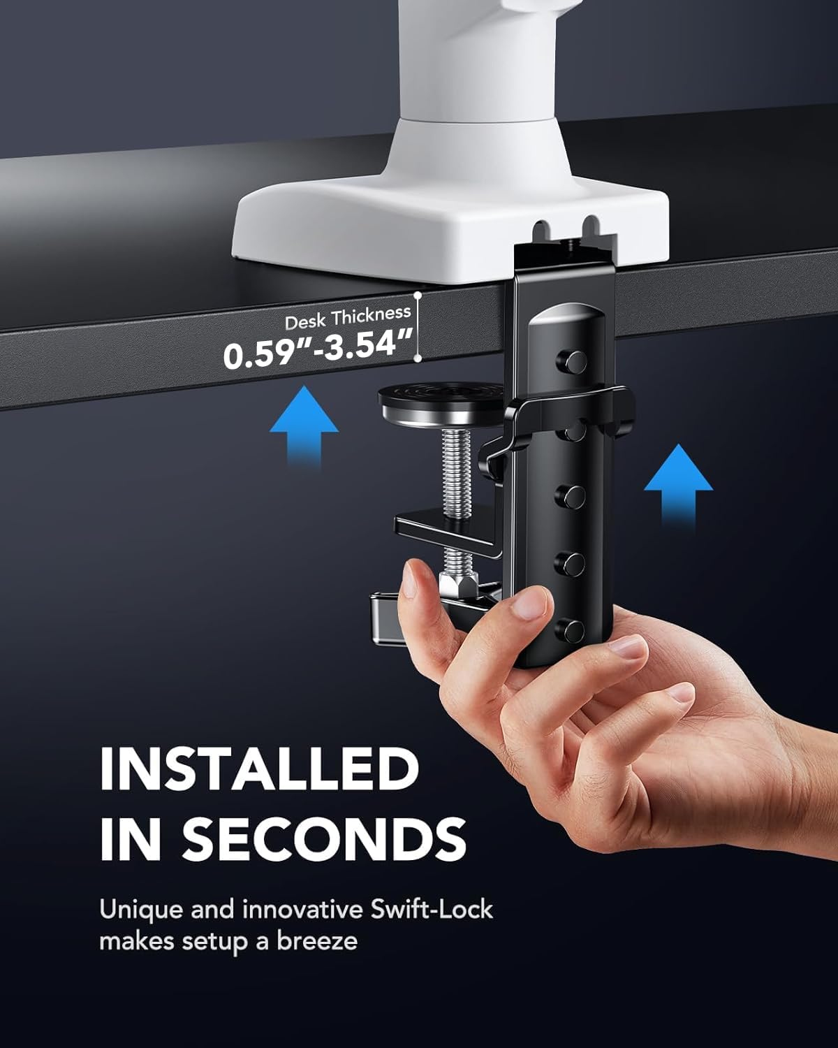 HUANUO Single Monitor Mount, 13 to 32 Inch Gas Spring Monitor Arm, Adjustable Stand, Vesa Mount with Clamp and Grommet Base - Fits 4.4 to 19.8lbs LCD Computer Monitors