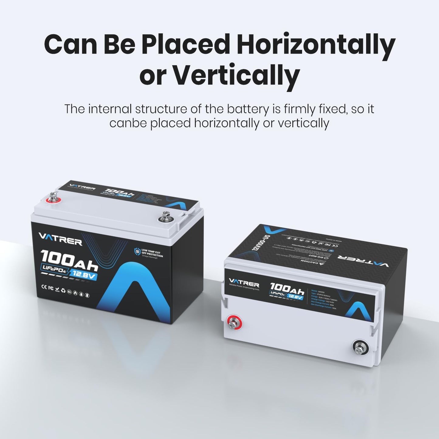 2Pack 12.8V 100AH Group 31 High/Low Temp Cutoff LiFePO4 Lithium Battery with 1280W, Built-in 100A BMS, Rechargeable Battery for RV/Camper,Solar,Off-Grid Applications, Home Energy Storage, Backup Power