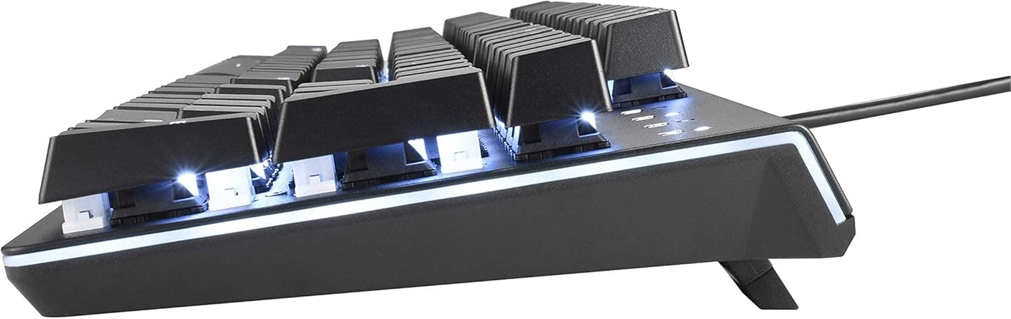 i-rocks K75M Illuminated Mechanical Keyboard, 104 Keys, PBT Keycaps, Backlit LED Light and Shortcut Keys - Programmable Light & Macro Recorder (Cherry MX Red Switch, Black)