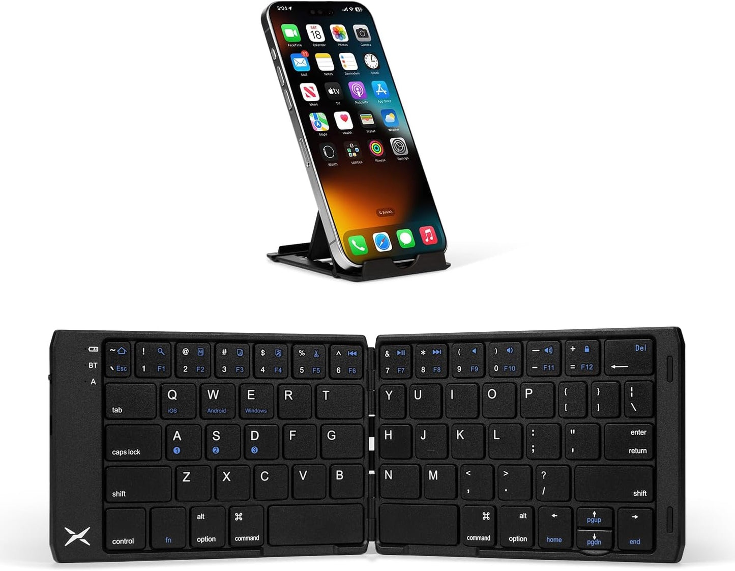 DeLUX Foldable Bluetooth Keyboard, Wireless Portable Travel Keyboard with Stand Holder, Rechargeable Ultra Slim Mini Size, for iOS Android Windows Mac Smartphone Tablet (KF19)