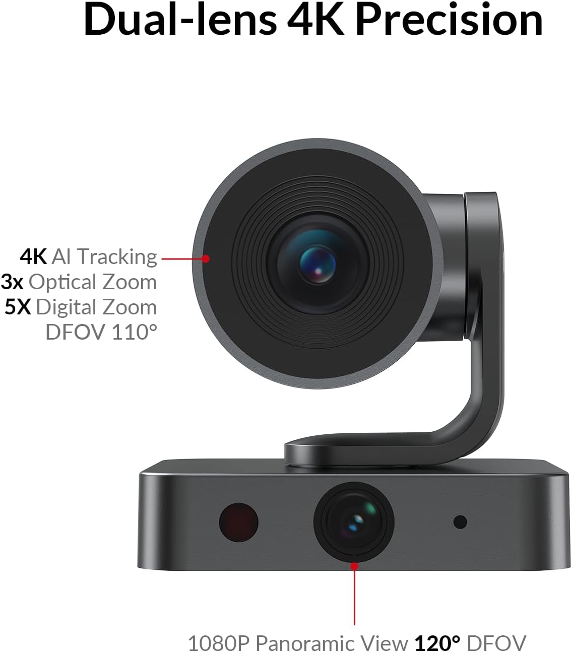 4K Conference Room Camera System, AI Auto-Tracking PTZ Camera 3x Optical/5x Digital Zoom with Bluetooth Speakerphone Set, 120° Wide-Angle, 16-Foot Mic Pickup, for Zoom YouTube Teams OBS and More