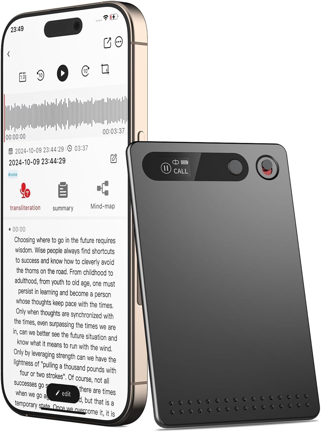 AI Voice Recorder, Voice Recorder AI Technology for Transcription & Summarization with Magnetic Housing, App Control,112 Languages, 64GB Memory, Audio Recorder for Lectures, Meetings