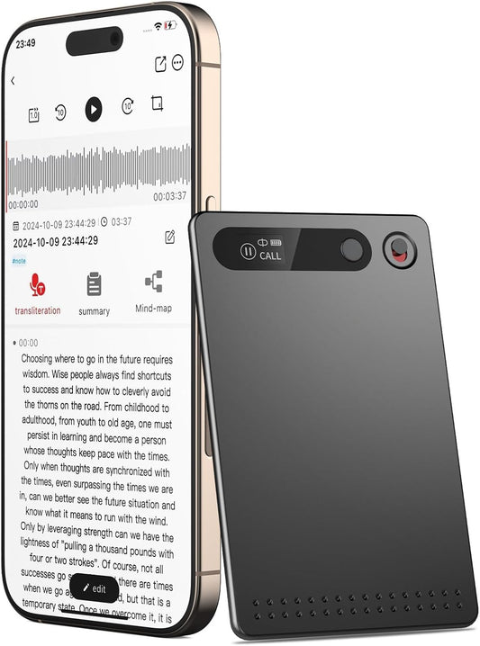 AI Voice Recorder, Voice Recorder AI Technology for Transcription & Summarization with Magnetic Housing, App Control,112 Languages, 64GB Memory, Audio Recorder for Lectures, Meetings