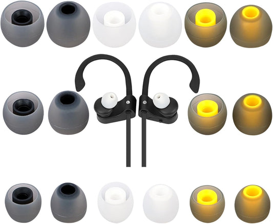 Earbud Tips Ear Bud Tips Soft Anti Slip Washable and Reusable Silicone Replacement Earbud Tips Fit Most in-Ear Earbuds(Inner Hole 3.8mm -5.1mm) 18pcs S M L
