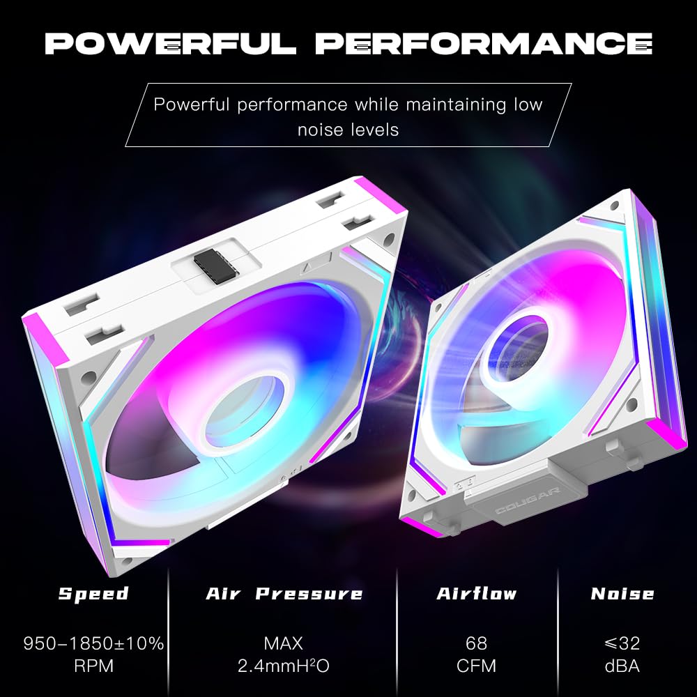 Jungle Leopard Interstellar V2 120mm Case Fan Infinity Mirror Module Daisy-Chain ARGB Fan Triple Pack with Controller Suitable for Computer Case & 360mm AIO Cooler(White-3pack)