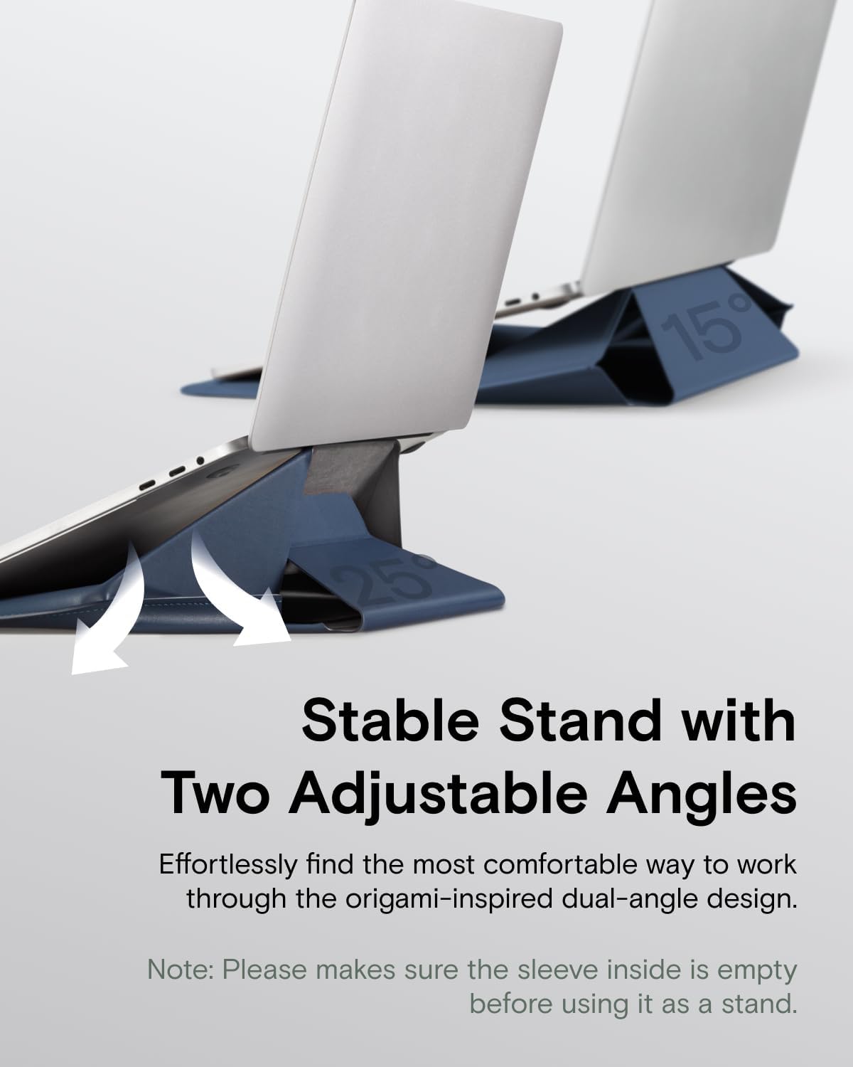 MOFT Laptop Carry Sleeve, 2-in-1 Laptop Bag & Stand for 14" MacBook Air/Pro & Dell/HP/Lenovo/Asus, Stylish Slim Computer Sleeve Bag with Expandable Storage for Computer Accessories, Deep Blue