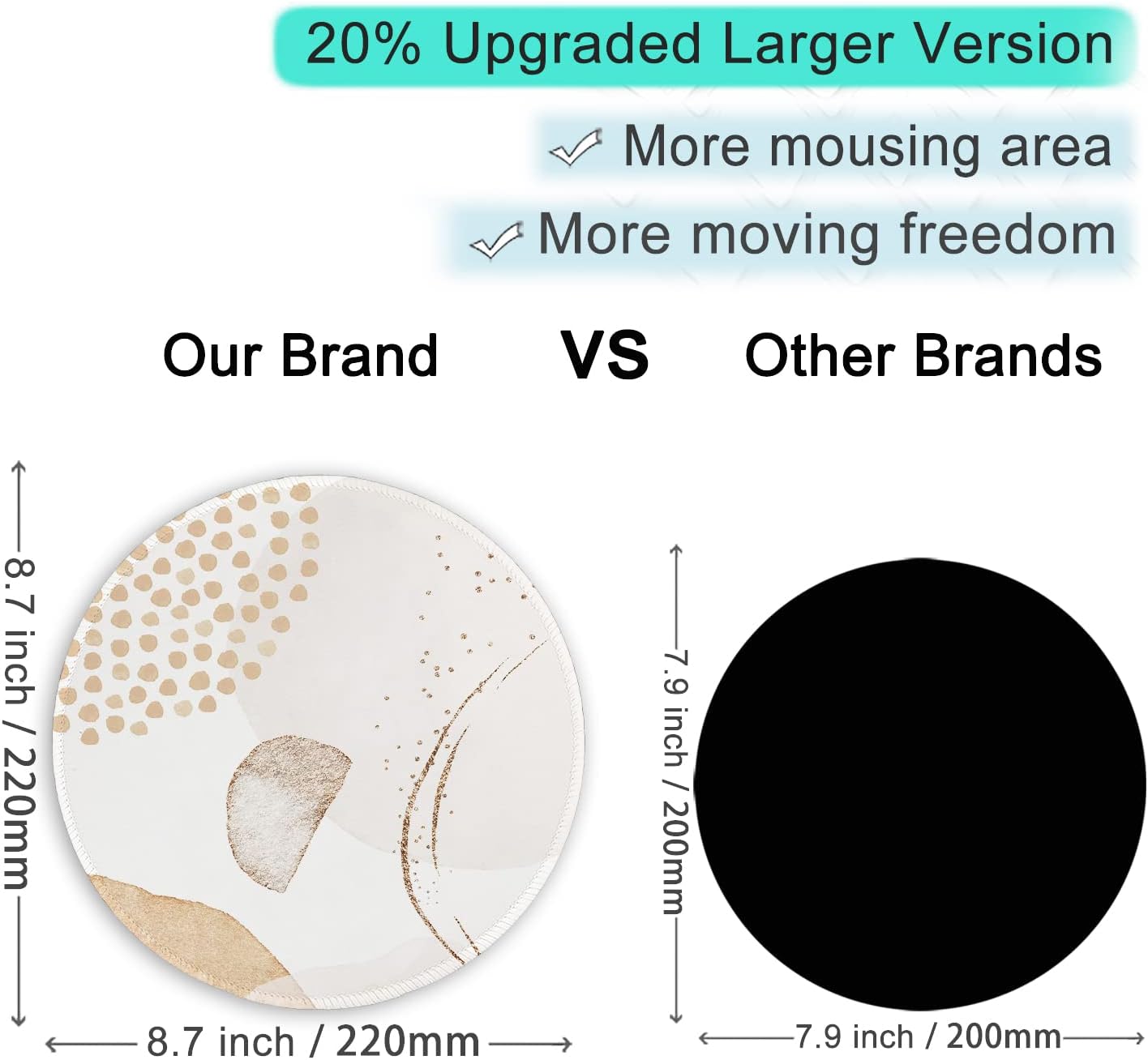 ITNRSIIET Round Mouse Pad with Stitched Edge Premium-Textured Waterproof Non-Slip Rubber Base Desktop Protection Mat Diameter 8.7 inches, Abstract Art Orange