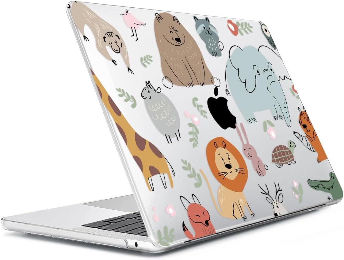 Compatible with 2025 2024-2022 MacBook Air 13 inch Case M4 A3240 M3 A3113 M2 A2681, Hard Shell&Keyboard Cover&Screen Film&Webcam Cover for New M4 Mac Air 13.6 inch with Touch ID, Cute Animal