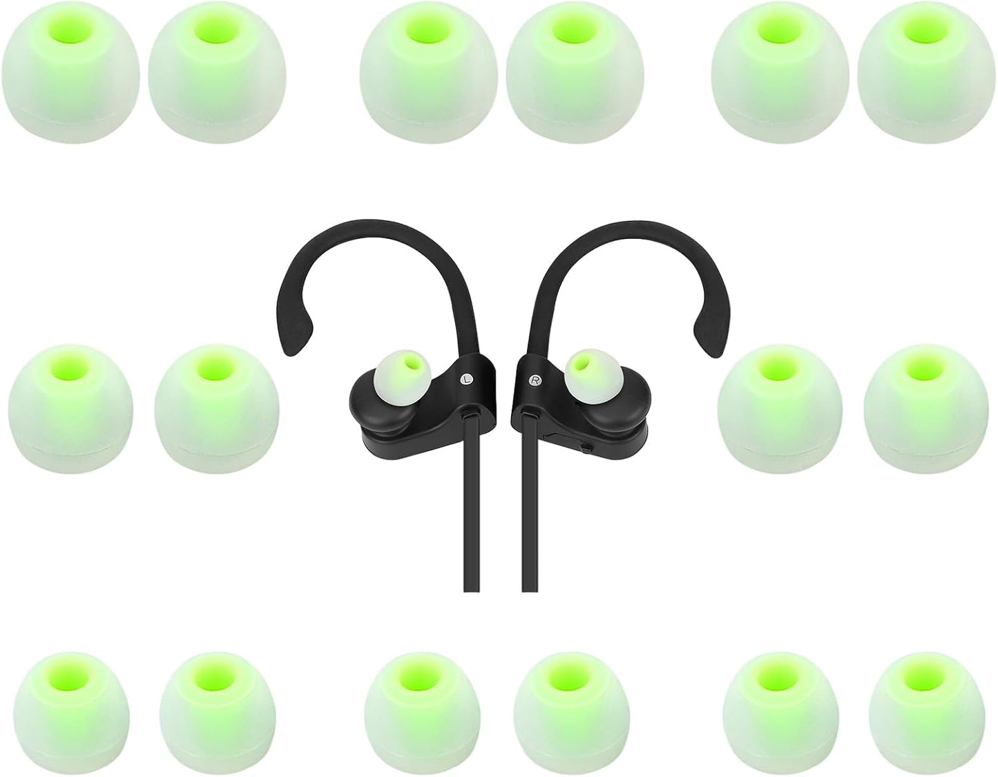 Earbud Tips Ear Bud Tips Soft Anti Slip Washable and Reusable Silicone Replacement Earbud Tips Fit Most in-Ear Earbuds(Inner Hole 3.8mm -5.1mm) 18pcs S M L