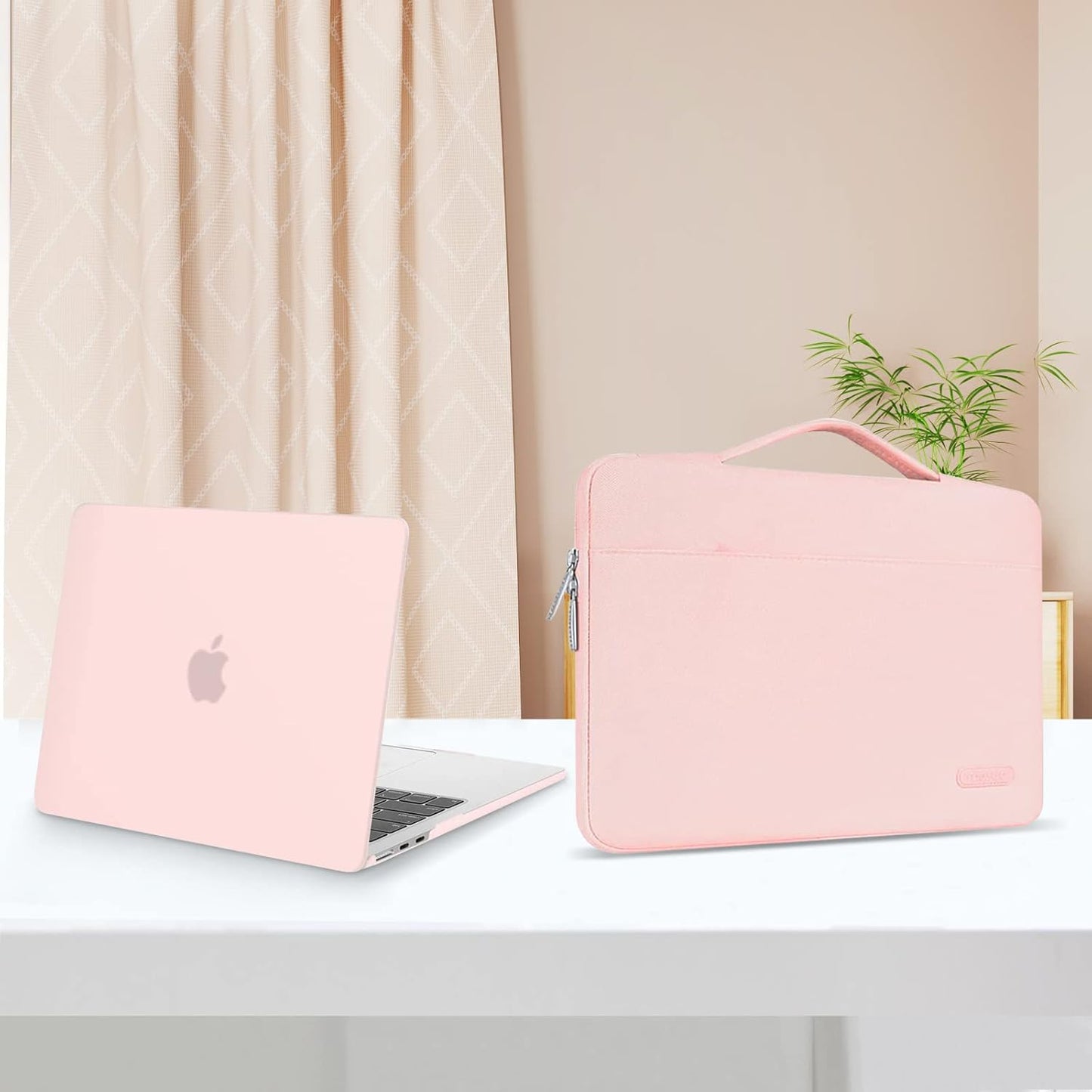MOSISO Compatible with MacBook Air 13 inch Case 2025 2024 2023 2022 M4 A3240 M3 A3113 M2 A2681, Hard Shell&Sleeve Bag&Keyboard Skin&Webcam Cover&Screen Film for MacBook Air 13.6 inch, Chalk Pink