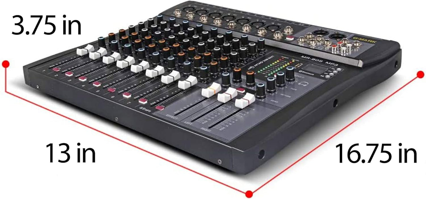 G-MARK MR80S Audio Mixer Interface USB Bluetooth Mixing Console 8 Channel 48V Phantom Power Sound Board Music Reverb For PC Stage DJ Studio Sound Controller Analog Mixer