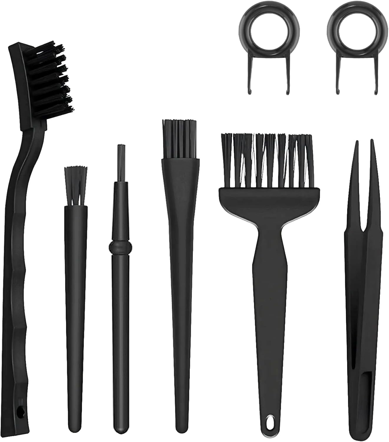 8 PCS Keyboard Cleaning Brushes Kit, Small Portable Anti Static Electronic Dust Cleaning Brush for Computer PC Keyboard Laptop Motherboard Camera Small Space(Black, Set of 8)