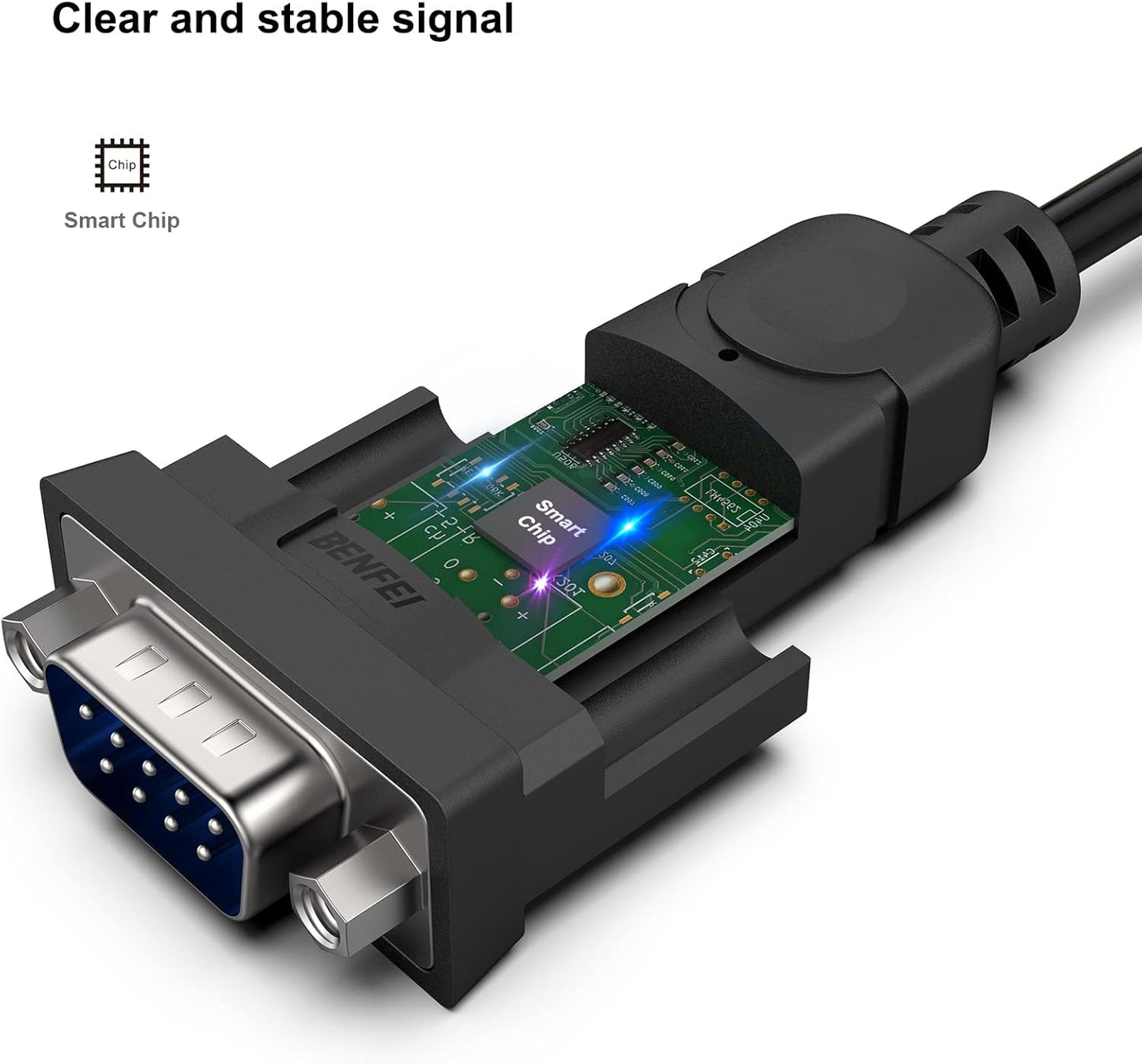 BENFEI USB to Serial Adapter,6 Feet USB to RS-232 Male (9-pin) DB9 Serial Cable, Prolific Chipset, Windows 11/10/8.1/8/7, Mac OS X 10.6 and Above（Not VGA）