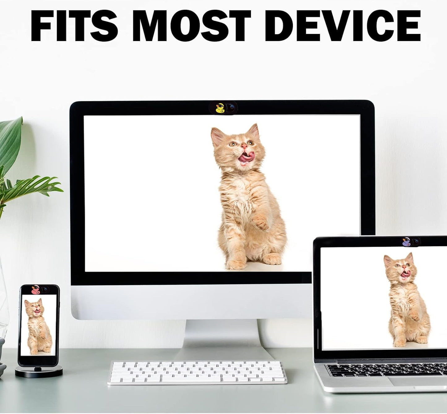 Laptop Camera Cover Slide Webcam Cover for Privacy Fits for Mini PC, PC, Surface, Tablet, Desktop Computer, Smart phone - 3 Packs, Cool Duck