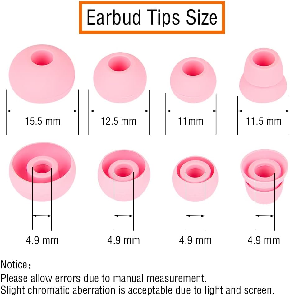 4 Pairs Silicone Earbud Tips Replacement Earbuds Cap Ear Tips Compatible with Powerbeats 1/2/3 Wireless Beats by Dre Headphones,(Pink)