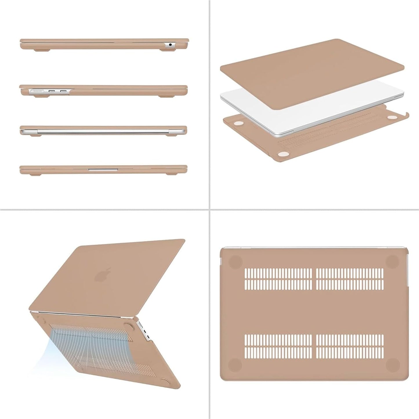 MOSISO Compatible with MacBook Air 13 inch Case 2025 2024 2023 2022 M4 A3240 M3 A3113 M2 A2681, Plastic Hard Shell&Keyboard Cover&Screen Film&Type C for MacBook Air 13.6 inch Case, Bronze Brown