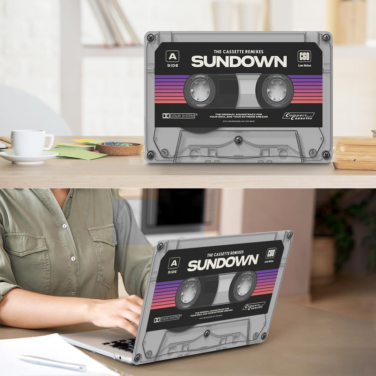 Compatible with MacBook Air 13.6 inch Case 2025 2024 2023 2022 Release M4 A3240 M3 A3113 M2 A2681 with Touch ID, Plastic Hard Shell Case&Keyboard Cover&Screen Film&Webcam Cover, Cassette Tape