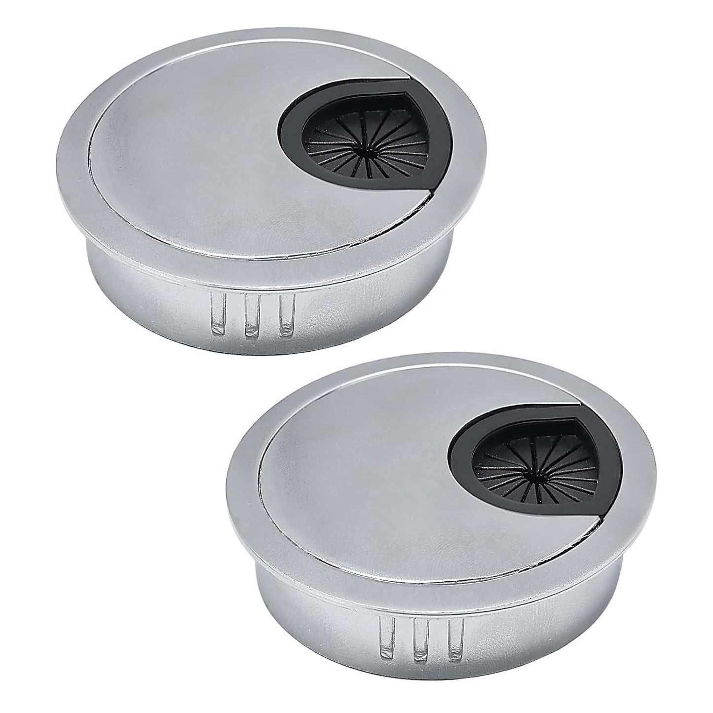 2 Pcs Desk Grommet 2" / 50 mm, Desk Cord Hole Cover, Cable Grommet Metal Zinc Alloy Materilal, Desk Hole Grommet for Home & Office Pc, Detachable Cable Cord Organizer-Matte Silver