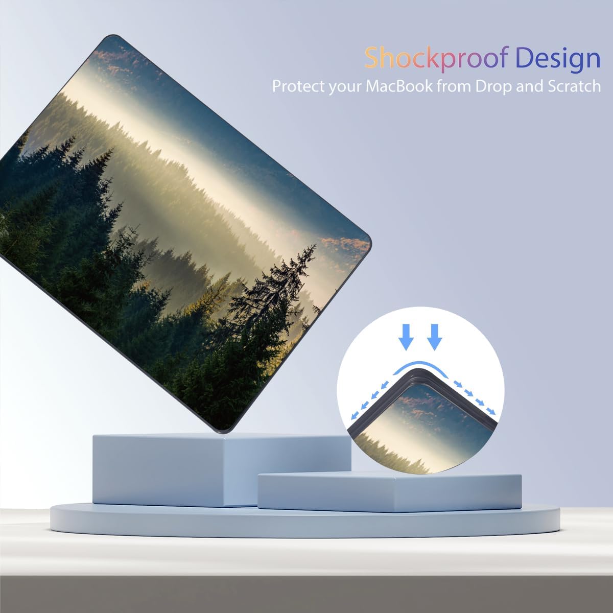 Teryeefi for MacBook Pro 14 inch Case M4 M3 M2 M1 2024 2023 2021 (Model:A3112 A3401 A3185 A2918 A2992 A2779 A2442), Hard Shell Cover + Keyboard Cover, Forest Landscape