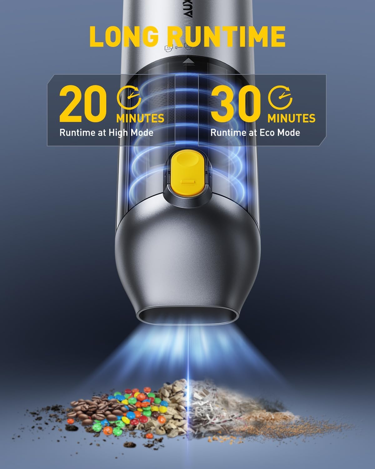 AUXITO Car Vacuum Cleaner - Portable Handheld Vacuum Cleaner 14000Pa Suction Power, Blow & Suction 2 in 1 Mini Vacuum Cleaner Hand Held Vacuum for Car, Home, Pet, Office (Silver)