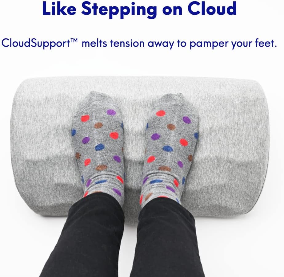 C CUSHION LAB Ergonomic Foot Rest for Under Desk - Patented Massage Ridge Design Memory Foam Foot Stool Pillow for Work, Home, Gaming, Computer, Office Chair - Footrest for Back & Hip Pain Relief