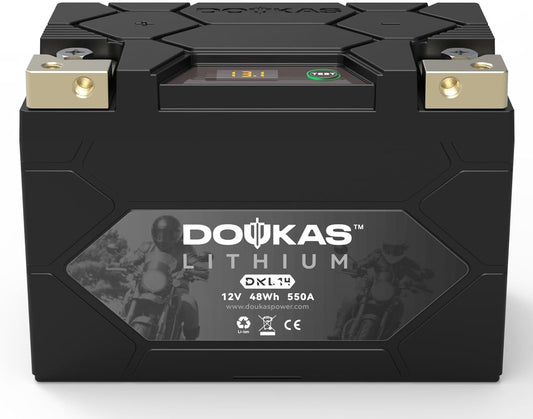 DKL14 550A LiFePO4 Motorcycle Lithium Battery, 12V 4Ah Powersports Battery, Compatible Jet Ski, Quad, Lawn Mower, Scooter, Generator Battery, Snowmobile