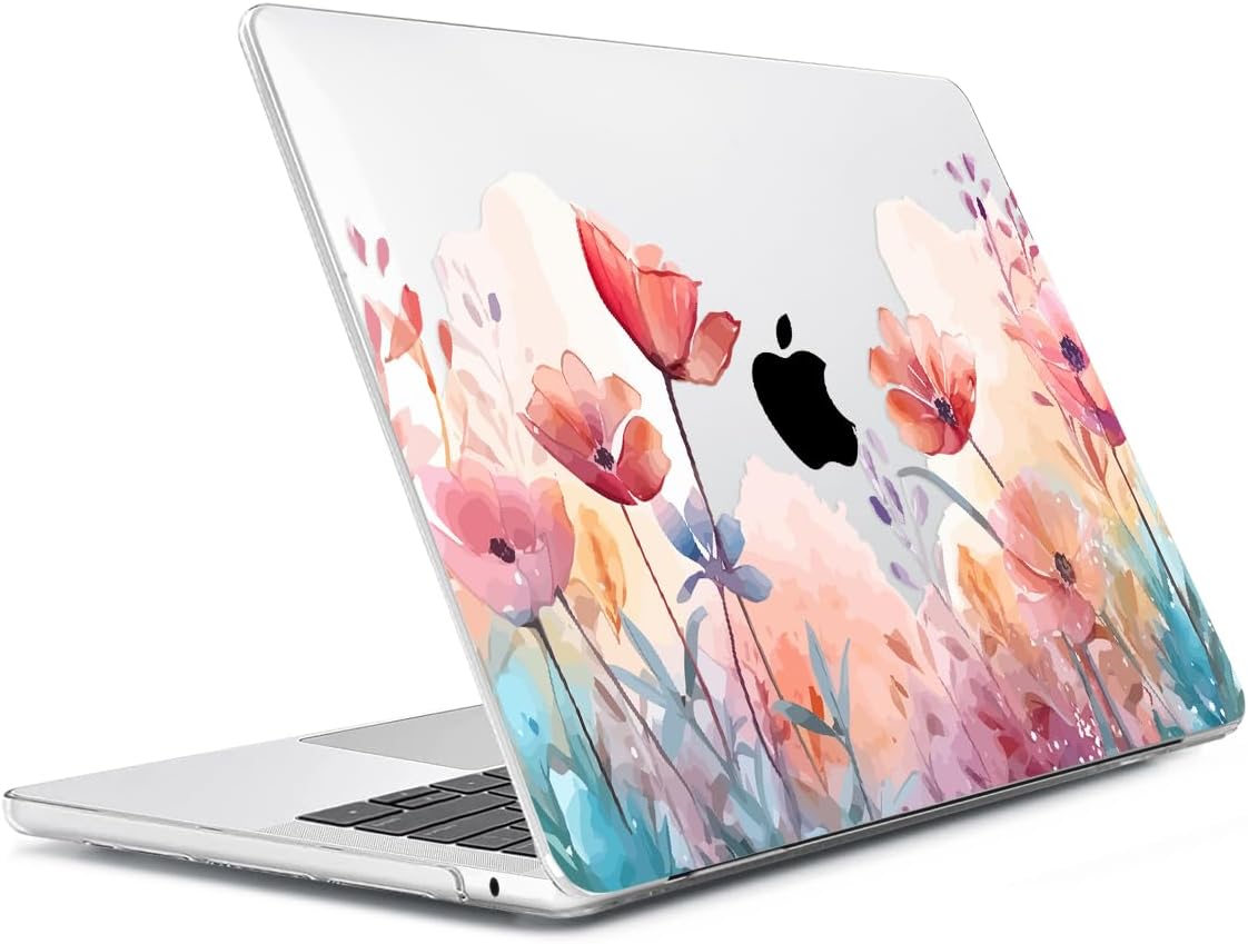 Compatible with MacBook Air 13.6 inch Case 2025 2024 2023 2022 Release M4 A3240 M3 A3113 M2 A2681 with Touch ID, Plastic Hard Shell Case&Keyboard Cover&Screen Film&Webcam Cover, Garden Floral