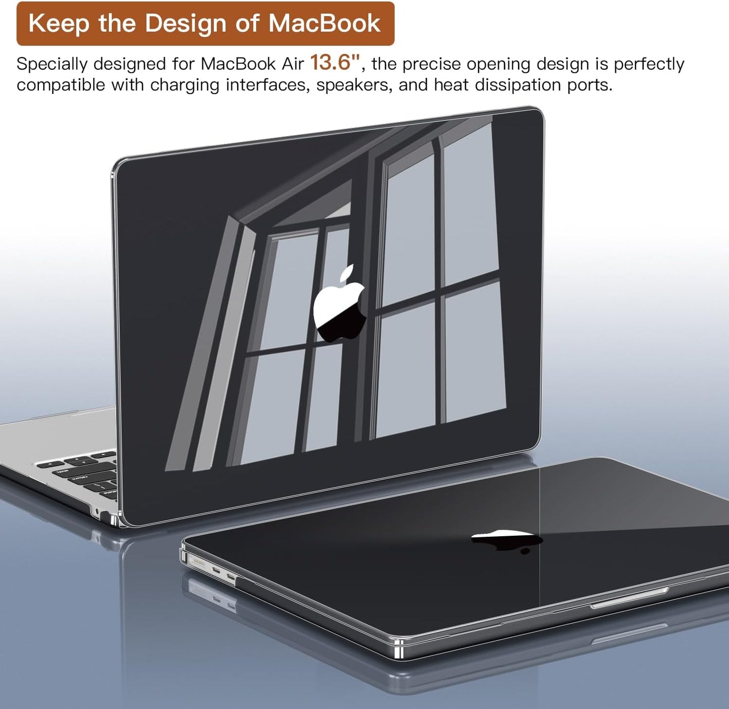 CISSOOK Hard Shell Case for MacBook Air 13.6inch A2681 M2 A3113 M3 Chip 2022-2024, Crystal Black, Includes Keyboard Cover, Screen Protector, Adapter & Camera Cover