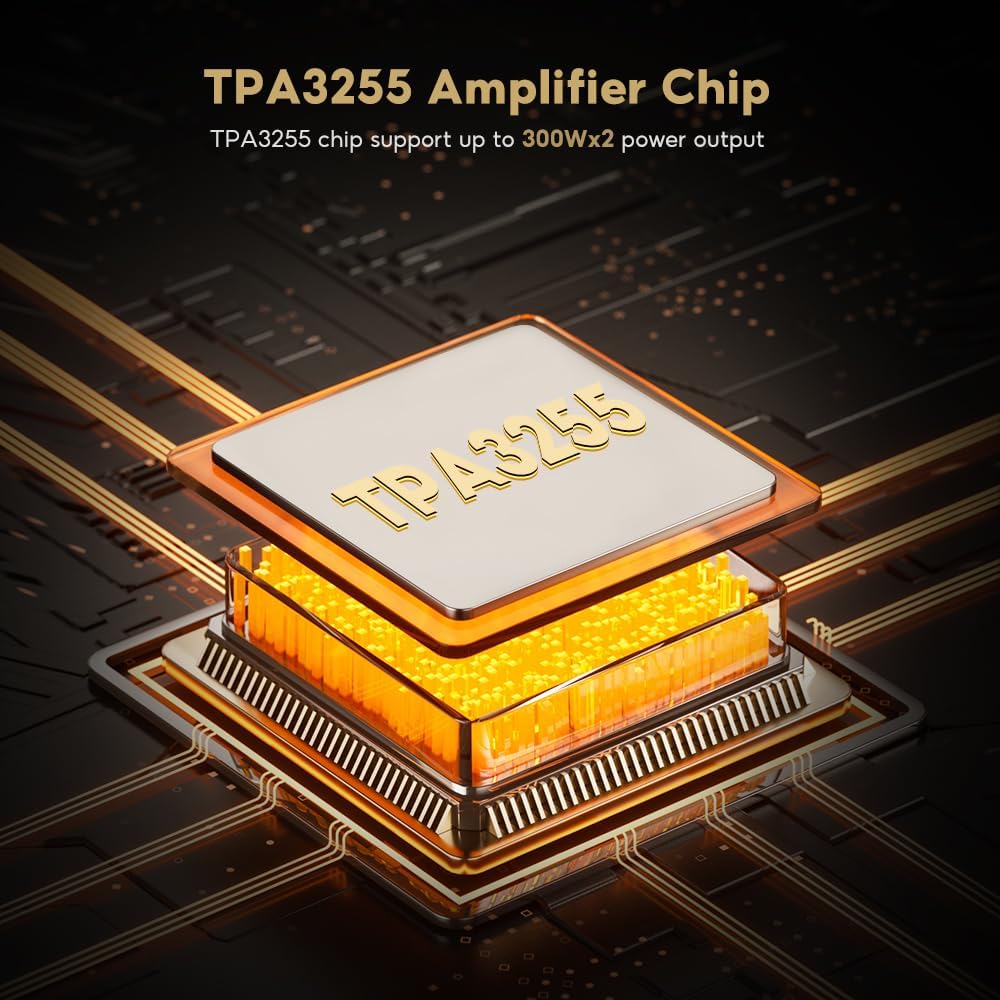 AIYIMA A07 Premium TPA3255 Power Amplifier 300Wx2 HiFi Class D Amp Mini 2 Channel Stereo Amplifier for Desktop Bookshelf Speaker Home Audio Theater System with DC 32V Power Adapter