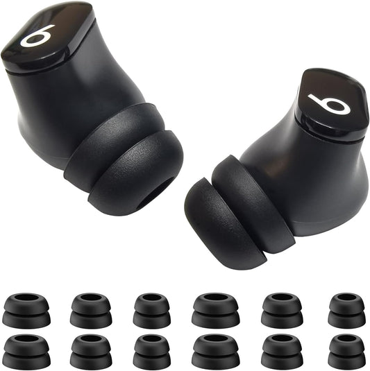 Double Flange Ear Tips for Beats Studio Buds Replacement Earbuds Tips for Beats Studio Buds+/Fit Pro/Solo Buds Earbuds Fit Beats Earbuds, 6 Pairs LMS Black