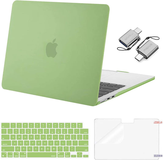 MOSISO Compatible with MacBook Air 13 inch Case 2025 2024 2023 2022 M4 A3240 M3 A3113 M2 A2681, Plastic Hard Shell&Keyboard Cover&Screen Film&Type C for MacBook Air 13.6 inch Case, Chartreuse