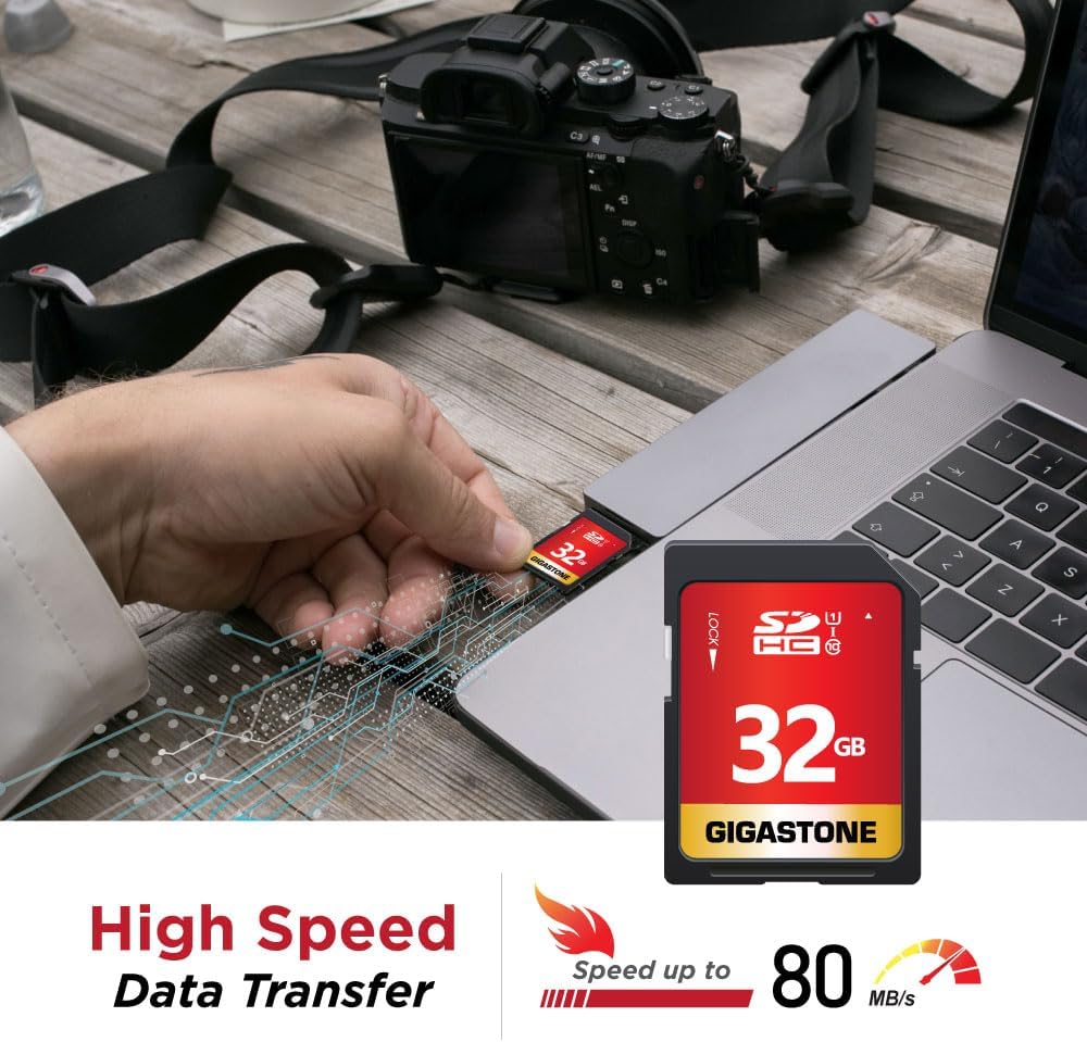 GIGASTONE 32GB SD Card 5-Pack UHS-I U1 Class 10 SDHC Memory Card High-Speed Full HD Video Compatible with Canon Digital Camera, SPYPOINT TACTACAM WOSPORTS Trail Camera, with 5 Mini Cases