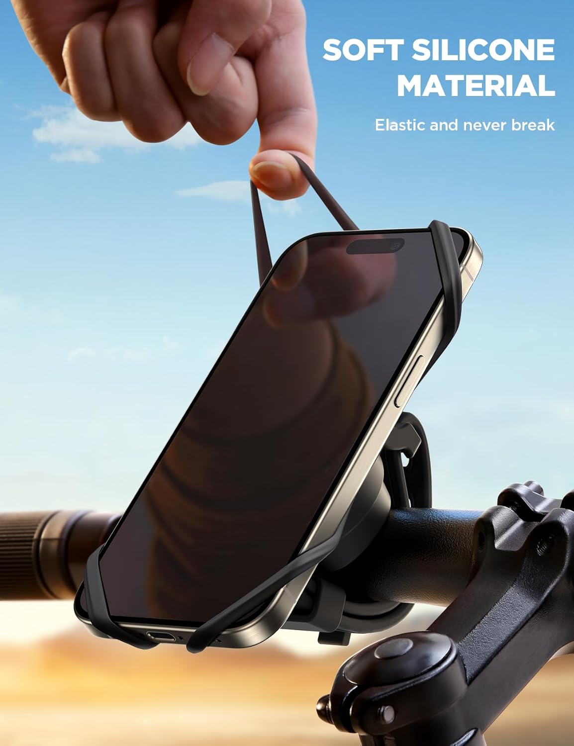 JOYROOM Bike Phone Holder, 2024 Upgrade Phone Mount for Bike [7.2'' Big Phone Friendly&Ultra-Stable], Bicycle Motorcycle Phone Mount Holder Handlebar Cell Phone Clamp for iPhone 15/16 Pro Max Scooter