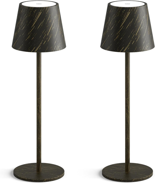 2-Pack Copper Cordless Table Lamp,Rechargeable LED Desk Lamp,5000mAh Battery Operated Lamp,3000K Warm Light Stepless Dimming,IP54 Waterproof Portable Table Light for Restaurant/Camping,Copper