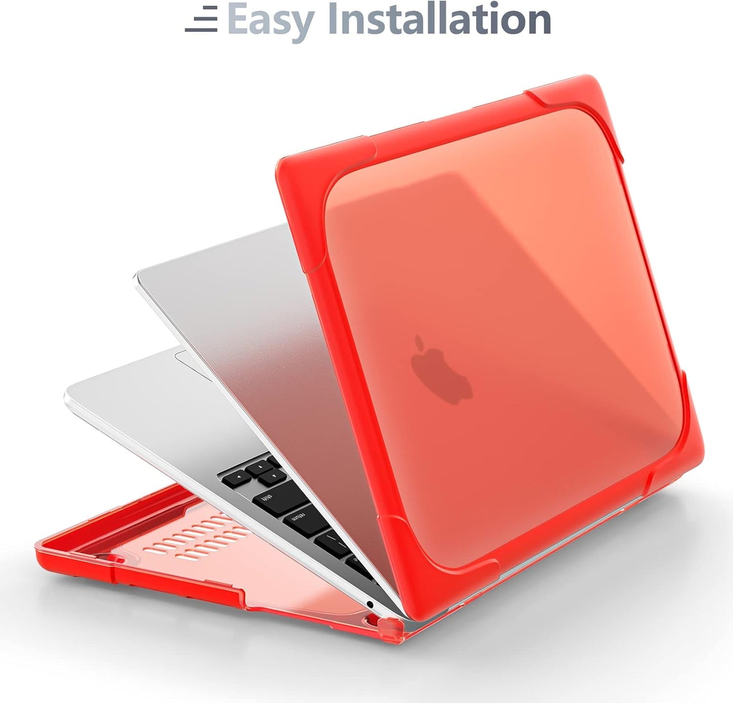 Batianda for New MacBook Air 13.6 inch Case 2025 M4 2024 2022 Release Model A3240 A2681(M2) A3113(M3), Heavy Duty Shockproof Protective Hard Shell with Fold Kickstand & Keyboard Cover, Red