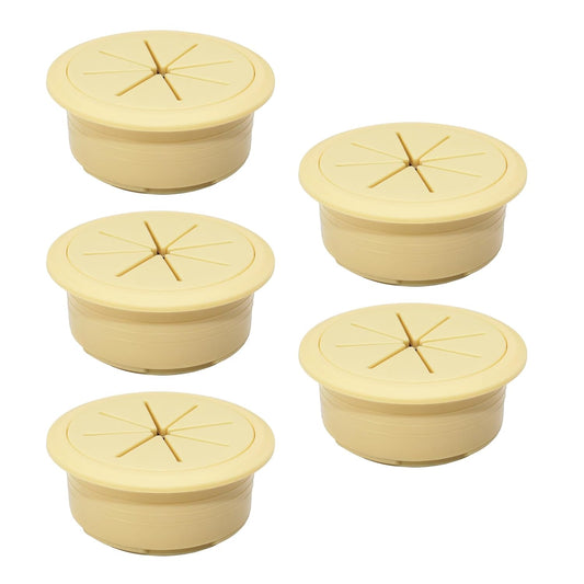 5 Pcs Desk Grommet 2" / 50 mm, Desk Hole Cover for Cables Beige, Cable Grommet ABS Plastic, Desk Hole Grommet for Home & Office Pc, Detachable Cable Cord Organizer