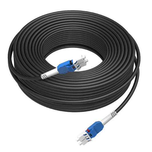 37M/121FT LC to LC Armored Outdoor Fiber Optic Cable, Single Mode Duplex 9/125μm SMF Fiber Patch Cord, OS1/OS2 Compatible, Black LSZH Jacket, Uniboot Jumper for FTTH, Data Center, Long-Distance Use