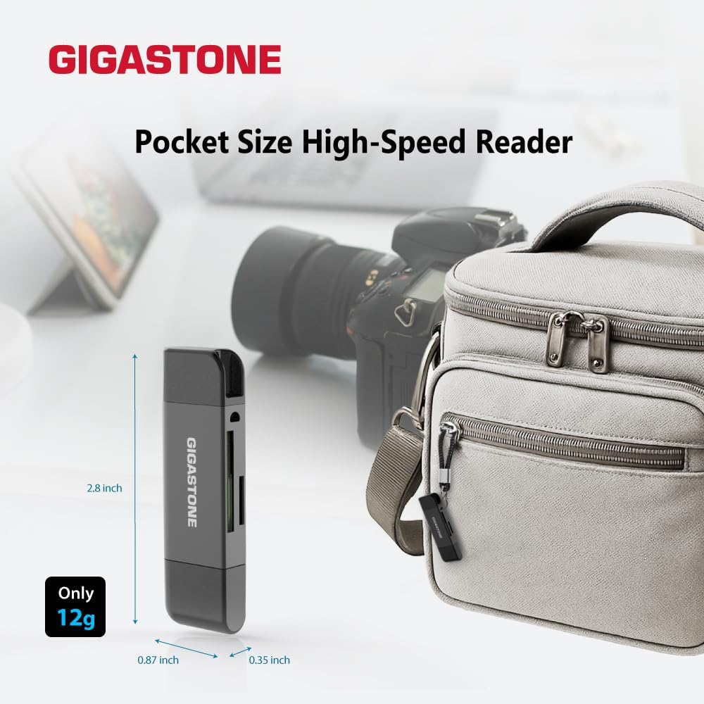 GIGASTONE SD Card Reader 2-Pack, 5-in-1 USB-A/USB-C Card Reader, Dual Slot for SD/Micro SD/SDHC/SDXC, Compatible with Laptop, PC, iPhone16/15, MacBook Pro/Air, iPad Pro, Android
