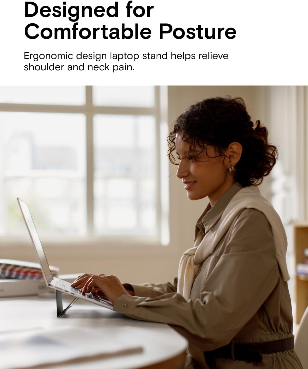 MOFT Laptop Stand for Desk, Adhesive Airflow Laptop Cooling Riser for Heat Dissipation with 2 Adjustable Viewing Angles, Foldable & Portable Computer Stand Compatible with Laptops 11"-16", Jet Black