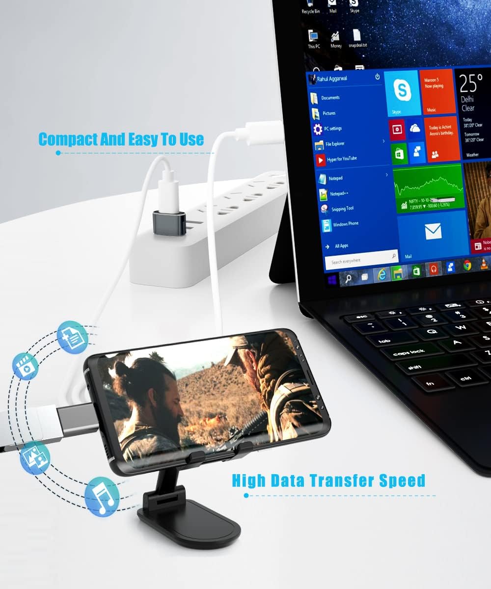 Elebase for Samgsung S25 USB to USBC Adapter with Type C OTG Adaptor 4P,USBA Male to C Female Converter for Galaxy S24 S23 Plus Ultra FE,Z Fold Flip 7 6,Galaxy Tab S10 S9,Google Pixel 9 8,AirPods 4