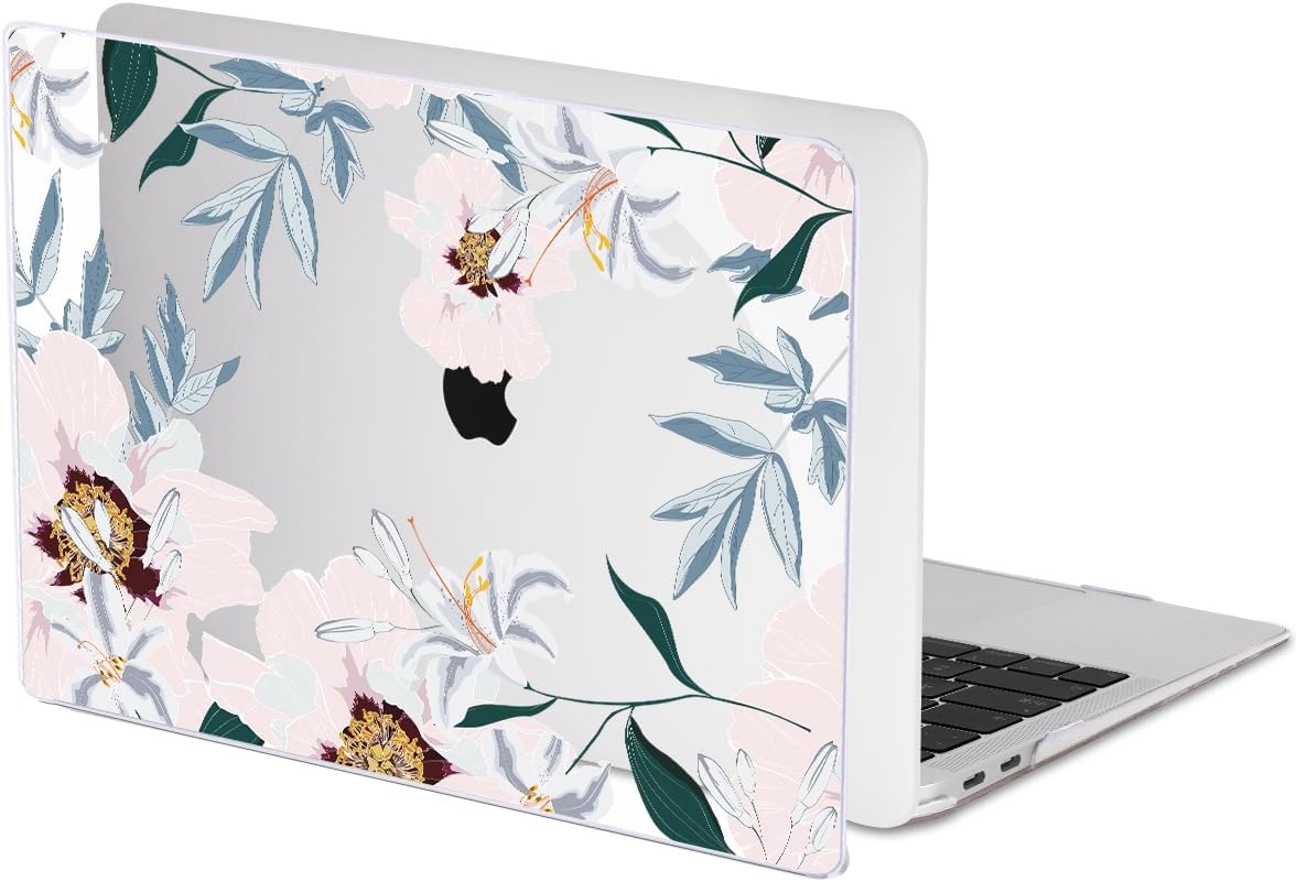 for MacBook Pro 13 Inch Case 2022 2021 2020 Release A2338 M2 M1 A2251 A2289, Plastic Hard Shell Case for MacBook Pro 13.3 inch with Touch Bar & Touch ID, Pink Peonies & Lilies
