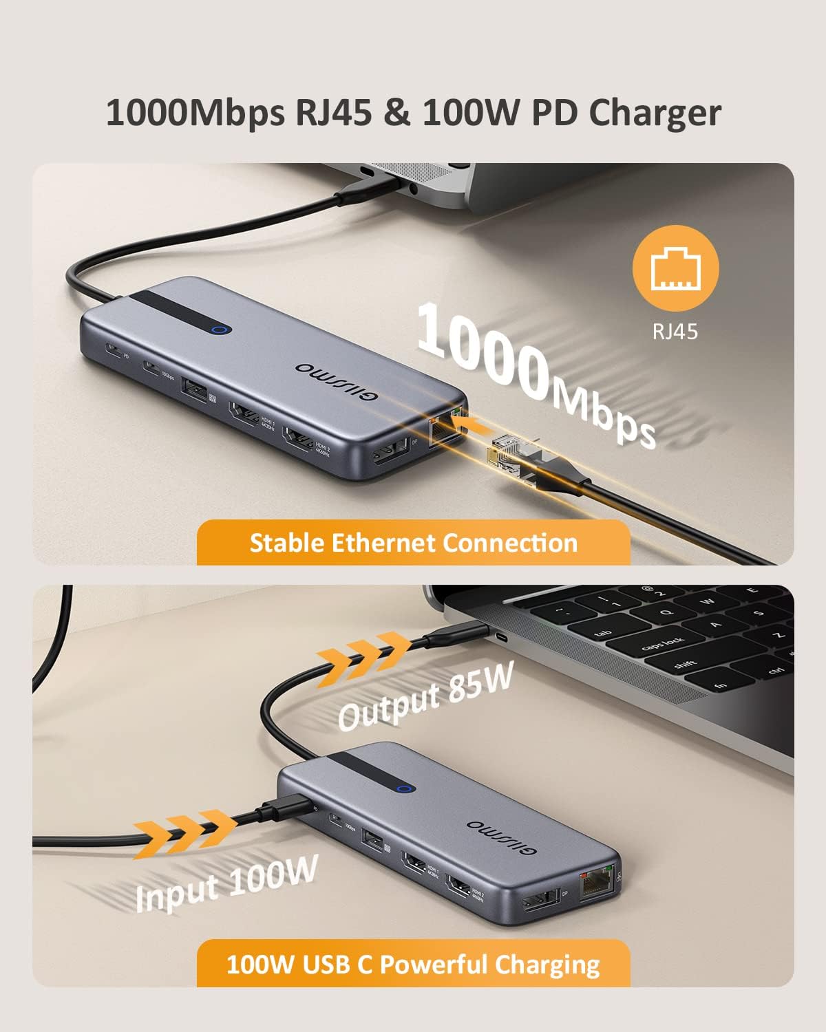 USB C Laptop Docking Station, 13 in 1 Docking Station Dual/Triple Monitor Hub Multiport Adapter with 2 HDMI, DP, RJ45, 10Gbps USB C/A 3.1, 100W PD, USB 3.0/2.0,SD/TF for MacBook Dell HP Lenovo