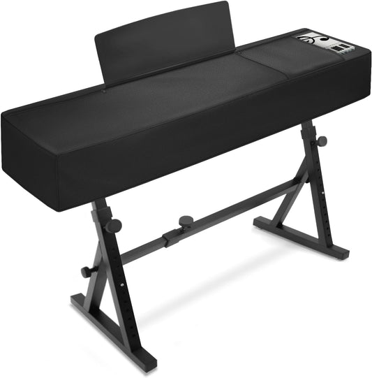 Explore Land 88 Keys Digital Piano Dust Cover with Music Stand Opening and Pockets - Waterproof Leatherette Electronic Keyboard Cover Fits for Most Piano