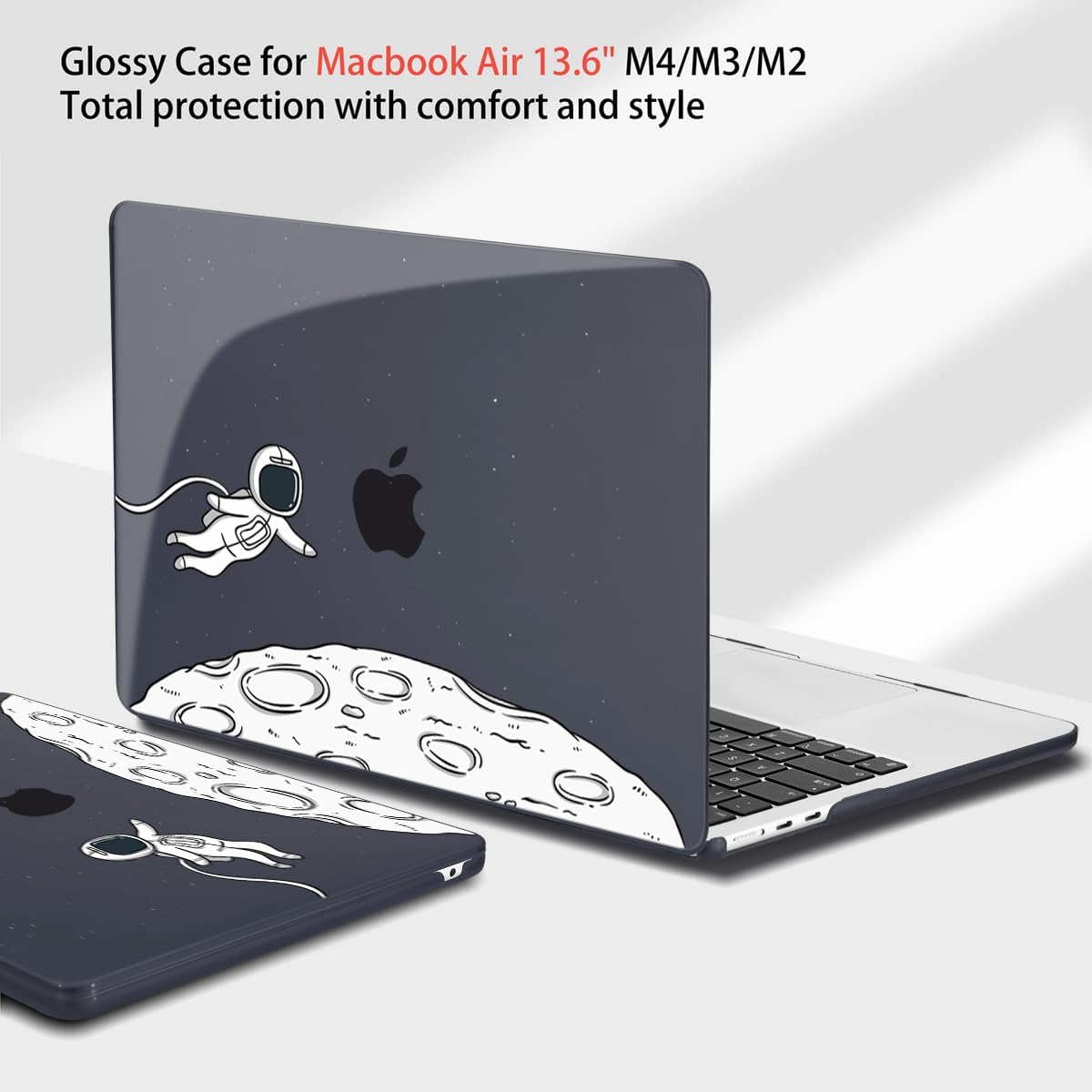 Teryeefi for M4 MacBook Air 13.6 inch Case 2022 2023 2024 2025 Release M3 A3113 M2 A2681 with Touch ID, Design Hard Shell Case+Keyboard Cover+Screen Protector+Type C Adapter, Floating Astronaut